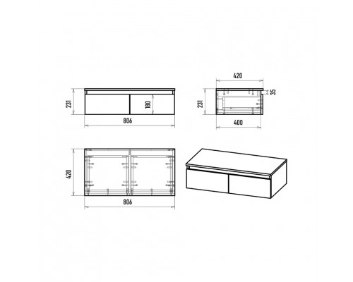 ДАКОТА - 80 Консоль напольная 2 ящ. (ДСП (Дуб Гал. Белый) корпус / каркас