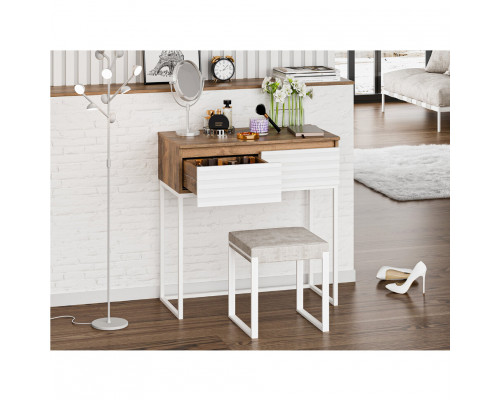 ДАКОТА - 80 Консоль напольная 2 ящ. (ДСП (Дуб Гал. Белый) корпус / каркас