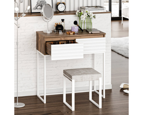 ДАКОТА - 80 Консоль напольная 2 ящ. (ДСП (Дуб Гал. Белый) корпус / каркас