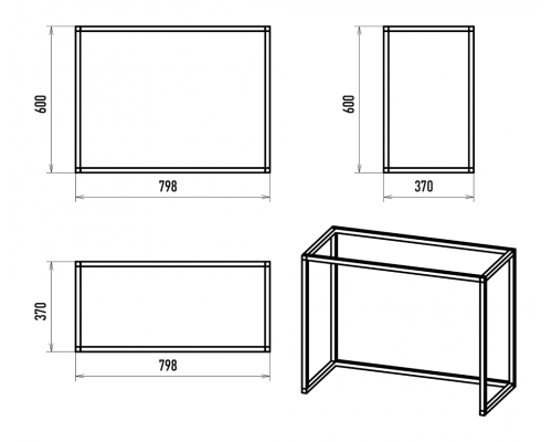 ДАКОТА - 80 Консоль напольная 2 ящ. (ДСП (Дуб Гал. Черный кварц) / каркас