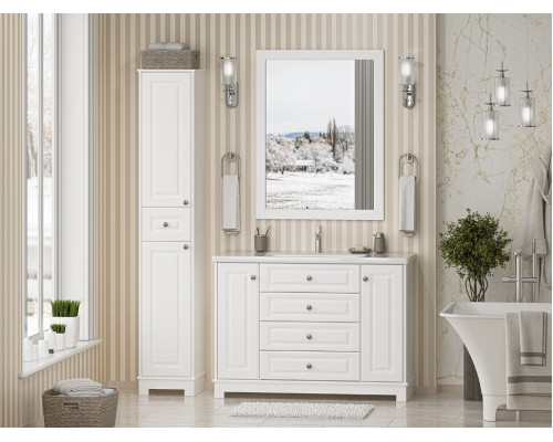 Ларго - 35 Пенал напольный, белая. мат. эмаль, левый