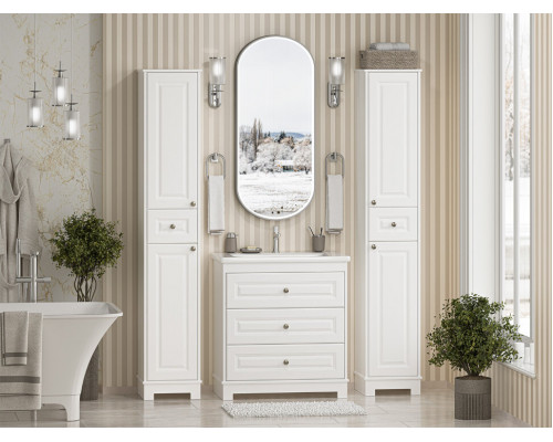 Ларго - 35 Пенал напольный, белая. мат. эмаль, левый