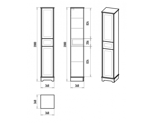 Ларго - 35 Пенал напольный, белая. мат. эмаль, правый