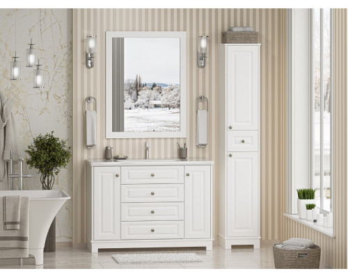 Ларго - 35 Пенал напольный, белая. мат. эмаль, правый