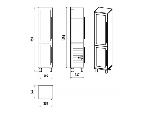 Модерн - 35 Пенал универс.. белая мат.эмаль левый с Б/К