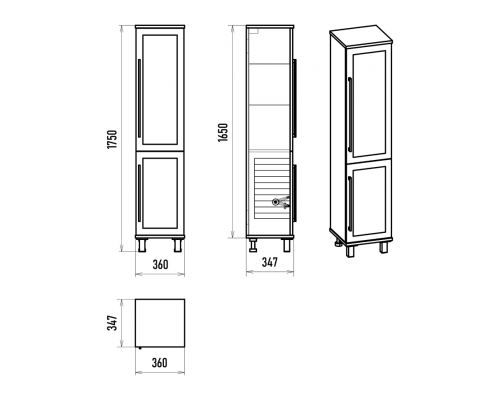 Модерн - 35 Пенал универс.. белая мат.эмаль правый с Б/К