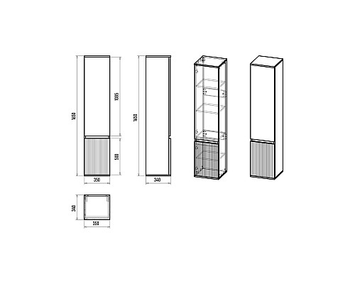 Заказать ENFIDA - 35 Пенал универс. левый черный в магазине сантехники Santeh-Crystal.ru