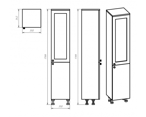 Заказать Латте - 35 Пенал правый бежевая эмаль в магазине сантехники Santeh-Crystal.ru