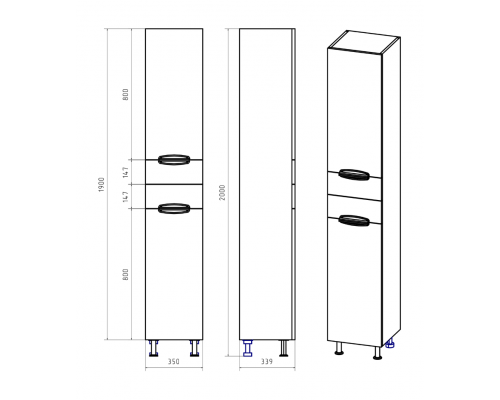 Заказать Орхидея - 35 Пенал левый белая эмаль без корзины в магазине сантехники Santeh-Crystal.ru