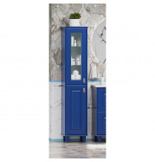 Версаль - 35 Пенал со стеклом синий матовый лев.