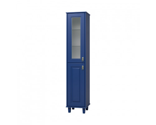 Заказать Версаль - 35 Пенал со стеклом синий матовый лев. в магазине сантехники Santeh-Crystal.ru