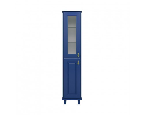 Заказать Версаль - 35 Пенал со стеклом синий матовый лев. в магазине сантехники Santeh-Crystal.ru