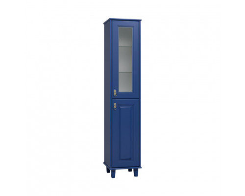 Заказать Версаль - 35 Пенал со стеклом синий матовый прав. в магазине сантехники Santeh-Crystal.ru