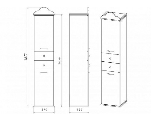 Приобрести Roma Пенал - 35 прав. с 2 ящ.бежевый патина в магазине сантехники Santeh-Crystal.ru