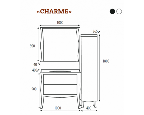 Купить CHARME - Пенал 40 лев. черный в магазине сантехники Santeh-Crystal.ru