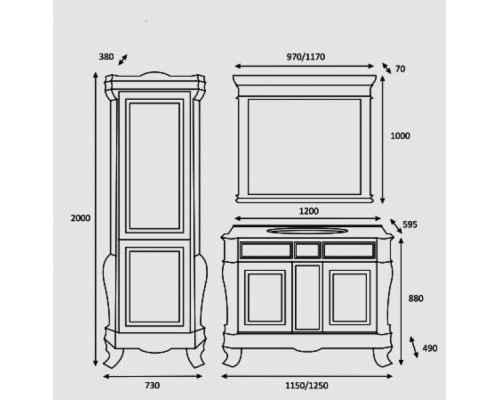 Заказать Мануэлла GOLD -  60 Пенал лев. белый ГЛЯНЕЦ/сусальное золото в магазине сантехники Santeh-Crystal.ru