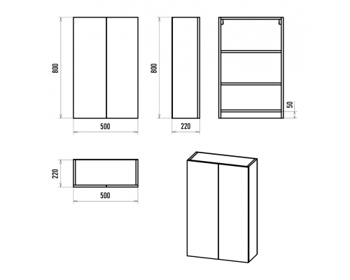 Заказать Поло - 50 Шкаф подвесной универс. комбинир. в магазине сантехники Santeh-Crystal.ru