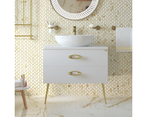 Заказать Маргарет - 60 Тумба напольная с 2 ящ. золот. фурн. в магазине сантехники Santeh-Crystal.ru