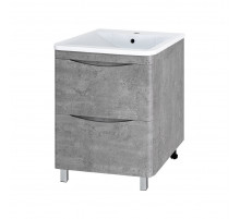 Атлантик - 60 Тумба напольная  с 2 ящ. закруг. края серый камень
