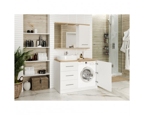 Заказать Респект -110 Тумба с 3 ящ. под стиральную машину правая (белая ПВХ/Дуб Тиссано) в магазине сантехники Santeh-Crystal.ru