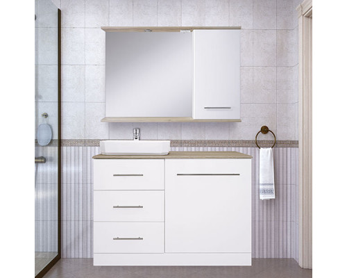 Заказать Респект -110 Тумба с 3 ящ. под стиральную машину левая (белая ПВХ/Дуб Тиссано) в магазине сантехники Santeh-Crystal.ru