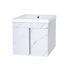 Торос - 75 Тумба подвесная прямая белый мрамор ПВХ