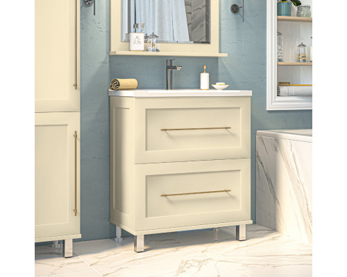 Купить Марта - 80 Тумба напольная 2 ящ. бежевая эмаль в магазине сантехники Santeh-Crystal.ru