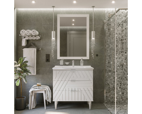 Купить ETNA - 85 Тумба напольная белая 3 ящ. (эмаль) в магазине сантехники Santeh-Crystal.ru