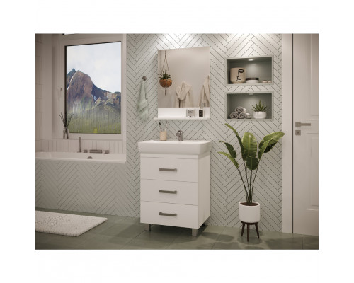 Купить Гармония - 60 Тумба напольная  с 3 ящ. закруг. края белая эмаль (глянец) в магазине сантехники Santeh-Crystal.ru