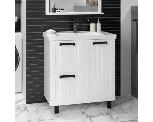 Приобрести Спарта - 80 Тумба напольная 1 дв. 2 ящ. белая в магазине сантехники Santeh-Crystal.ru