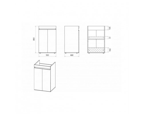 Заказать Фостер - 55 Тумба напольная прямая под стиральную машину О в магазине сантехники Santeh-Crystal.ru