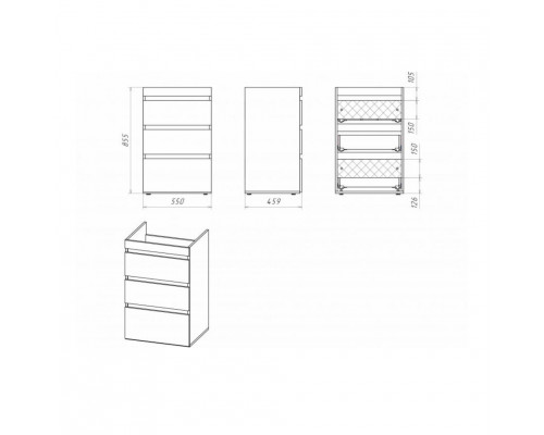 Приобрести Фостер - 55 Тумба напольная 3 ящ. под стиральную машину, белая @ О в магазине сантехники Santeh-Crystal.ru