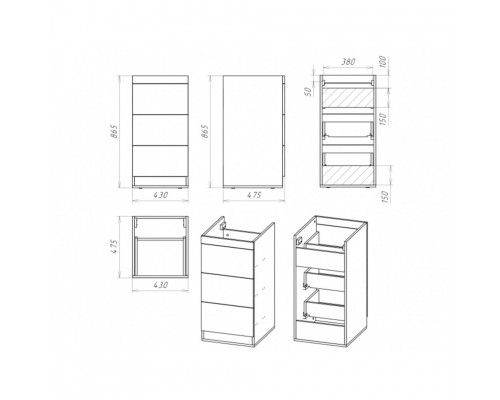 Купить Куба - 50 Тумба 3 ящ. под стиральную машину белая эмаль в магазине сантехники Santeh-Crystal.ru