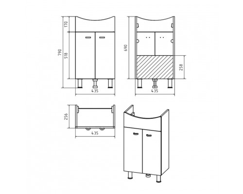 Купить Уют - 45 Тумба прямая в магазине сантехники Santeh-Crystal.ru