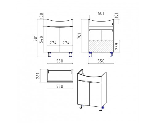 Заказать Смайл - 60 Тумба прямая О в магазине сантехники Santeh-Crystal.ru