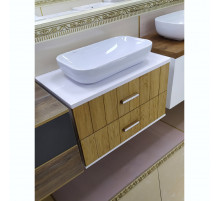 ALSKAR - 80 Тумба с фанеров. фасадом (бока бел. глянец) подвесной