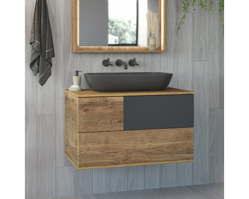 Приобрести Коломбо -100 Тумба подвесная 2 ящ. с отталк. лев. ДСП (Дуб Галифакс) в магазине сантехники Santeh-Crystal.ru