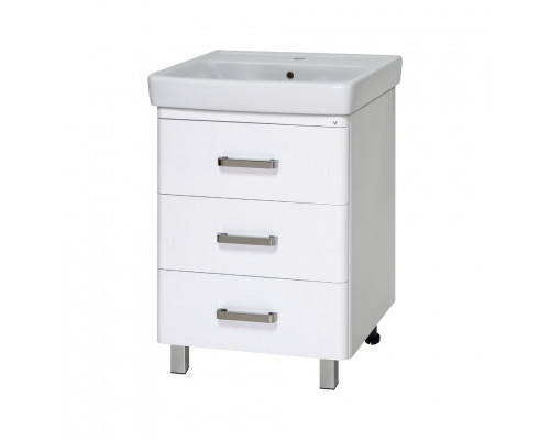 Купить Гармония - 60 Тумба напольная  с 3 ящ. закруг. края белая эмаль (глянец) в магазине сантехники Santeh-Crystal.ru