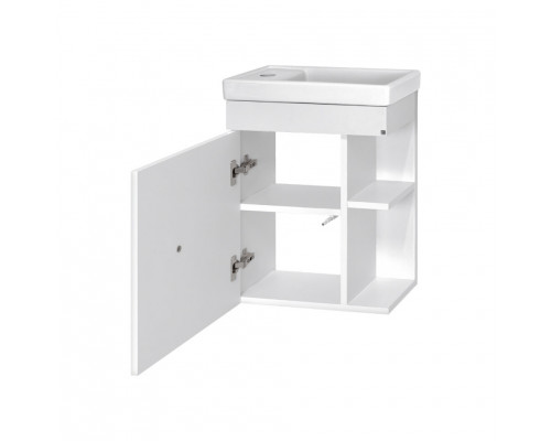 Купить Лира - 40 Тумба прямая подвесная белая эмаль с отталкив. с бок. полками в магазине сантехники Santeh-Crystal.ru