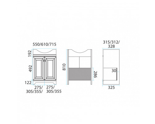 Купить Лувр - 75 Тумба напольная, серая О в магазине сантехники Santeh-Crystal.ru