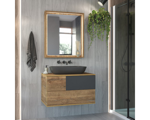 Заказать Коломбо - 80 Тумба подвесная 2 ящ. с отталк. ДСП (Дуб Галифакс) в магазине сантехники Santeh-Crystal.ru