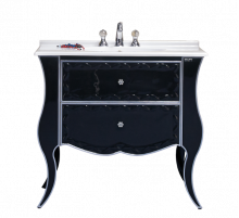 Анжелика -100 Тумба черная с серебром с 2 ящ./столешница