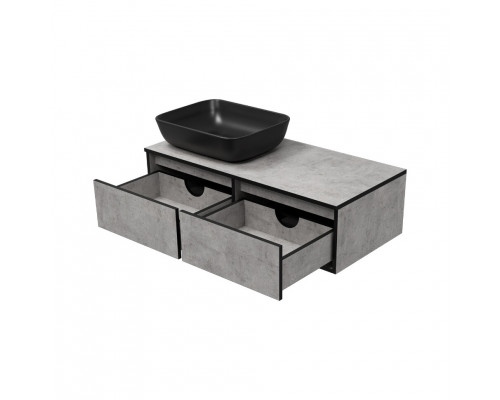 Купить STONE - 100 Тумба подвесная 2 ящ. бетон (Стоун) / раковина в магазине сантехники Santeh-Crystal.ru
