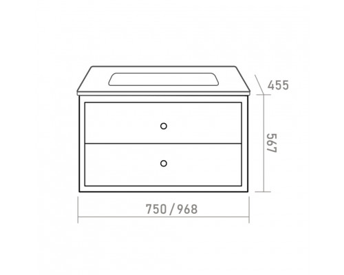 Заказать Кристиан -100 Тумба подвесная с 2 ящ. в магазине сантехники Santeh-Crystal.ru
