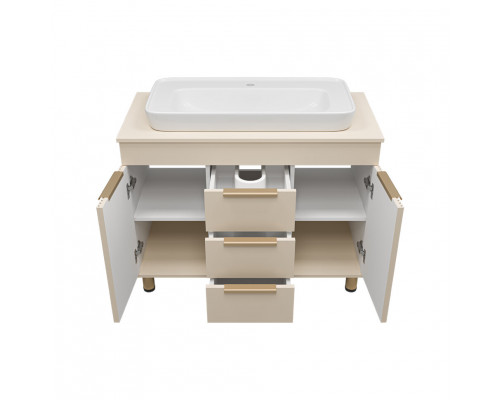 Заказать ENFIDA -100 Тумба напольная 3 ящ. бежевая мат. эмаль (Энфида) в магазине сантехники Santeh-Crystal.ru