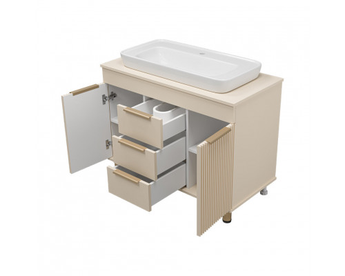 Заказать ENFIDA -100 Тумба напольная 3 ящ. бежевая мат. эмаль (Энфида) в магазине сантехники Santeh-Crystal.ru