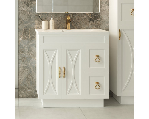 Заказать Амбра - 80 тумба белая с 2 ящ. в магазине сантехники Santeh-Crystal.ru