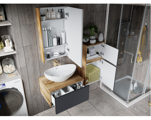 Купить Ива - 60 Тумба подвесная Графит пленка 1 ящ О в магазине сантехники Santeh-Crystal.ru