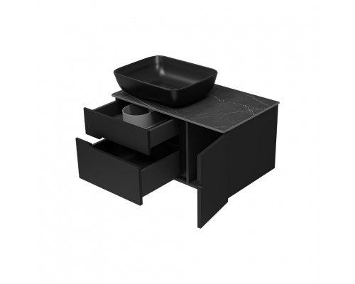 Приобрести Роял - 80 Тумба подвесная с 2 ящ. 1 дв. черный в магазине сантехники Santeh-Crystal.ru