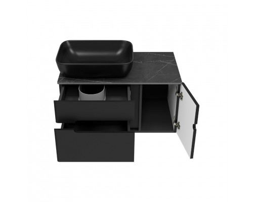 Приобрести Роял - 80 Тумба подвесная с 2 ящ. 1 дв. черный в магазине сантехники Santeh-Crystal.ru